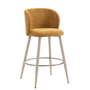 AVA | Hotel Barhocker | Honig Braun | Stoff/Textil | Gestell Weiß