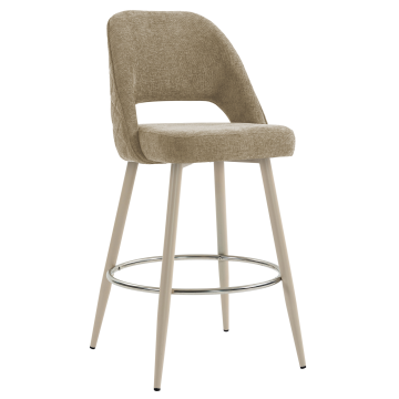 ELIANA | Hotel Barhocker | Taupe | Stoff/Textil | Gestell Weiß