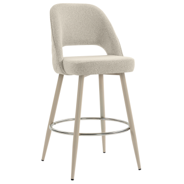 ELIANA | Hotel Barhocker | Beige | Teddystoff | Gestell Weiß