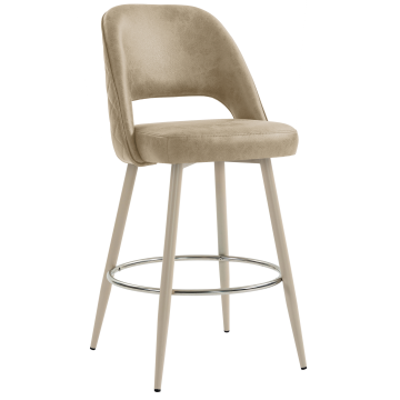 ELIANA | Hotel Barhocker | Beige | Leder | Gestell Weiß