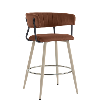 ELIN | Hotel Barhocker | Rot Bronze | Samt | Gestell Weiß