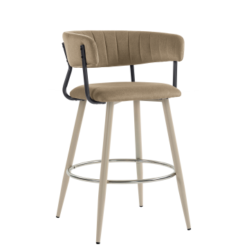 ELIN | Hotel Barhocker | Taupe | Samt | Gestell Weiß