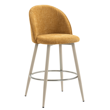 HAILEY | Hotel Barhocker | Honig Braun | Stoff/Textil | Gestell Weiß