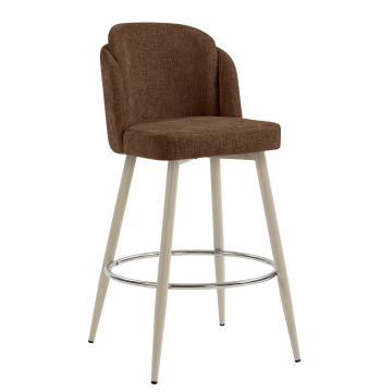HANNAH | Hotel Barhocker | Braun | Stoff/Textil | Gestell Weiß