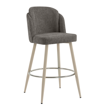 HANNAH | Hotel Barhocker | Grau | Stoff/Textil | Gestell Weiß
