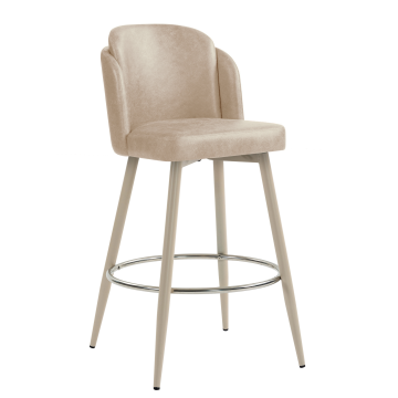 HANNAH | Hotel Barhocker | Beige | Leder | Gestell Weiß