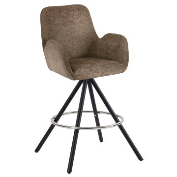 IRINA | Hotel Barhocker | Dunkel Braun | Stoff/Textil | Drehfuß