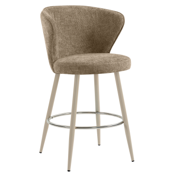 ISABELLA | Hotel Barhocker | Taupe | Stoff/Textil | Gestell Weiß