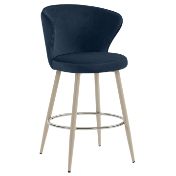 ISABELLA | Hotel Barhocker | Blau | Samt | Gestell Weiß