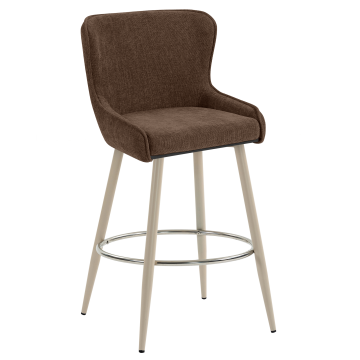 JULIUS | Hotel Barhocker | Textil/Stoff | Braun | Gestell: Weiß | Drehfunktion