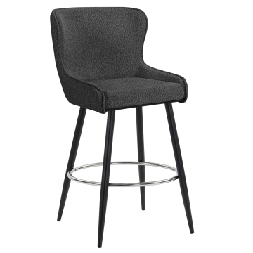 JULIUS | Hotel Barhocker | Teddystoff | Dunkel Grau | Drehfunktion