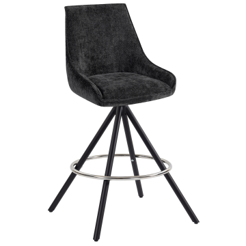 KALINA | Hotel Barhocker | Schwarz | Stoff/Textil | Drehfuß