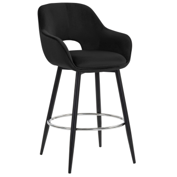 KATARINA | Hotel Barhocker | Schwarz | Samt | Gestell Schwarz