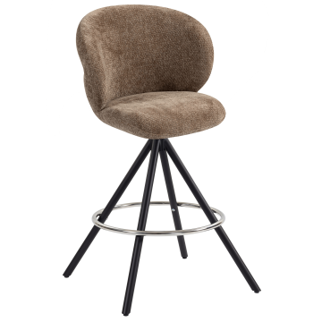 LANA | Hotel Barhocker | Dunkel Braun | Stoff/Textil | Drehfuß