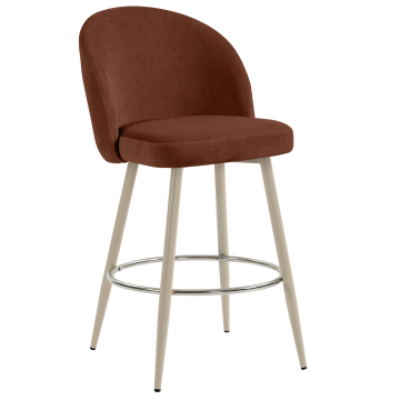 LILY | Hotel Barhocker | Rot Bronze | Samt | Gestell Weiß