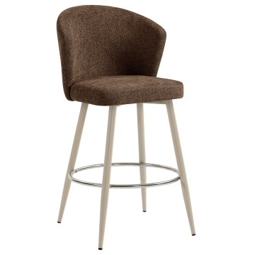 LYNN | Hotel Barhocker | Braun | Stoff/Textil | Gestell Weiß