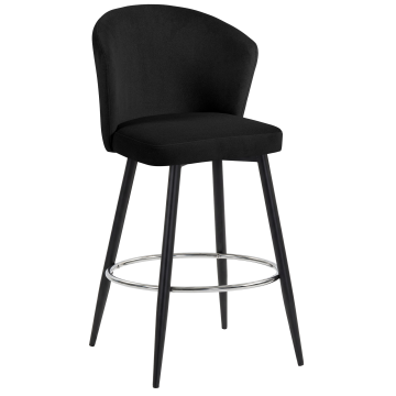 LYNN | Hotel Barhocker | Schwarz | Samt | Gestell Schwarz