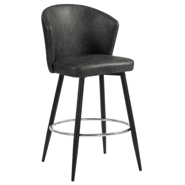 LYNN | Hotel Barhocker | Schwarz | Leder