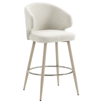MARIE | Hotel Barhocker | Creme | Teddystoff | Gestell Weiß