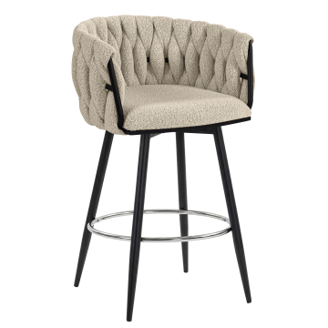 MARIS | Hotel Barhocker | Teddystoff | Beige | Drehfunktion