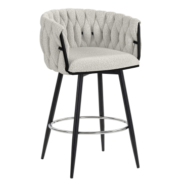 MARIS | Hotel Barhocker | Teddystoff | Creme | Drehfunktion