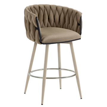 MARIS | Hotel Barhocker | Samt | Taupe | Gestell: Weiß | Drehfunktion
