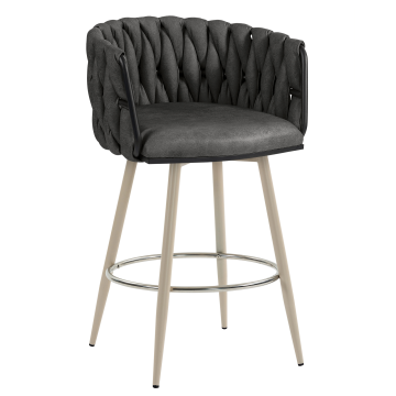 MARIS | Hotel Barhocker | Leder | Schwarz | Gestell: Weiß | Drehfunktion