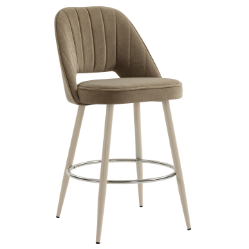 SOPHIE | Hotel Barhocker | Taupe | Samt | Gestell Weiß