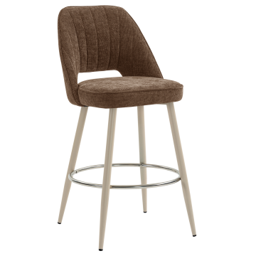 SOPHIE | Hotel Barhocker | Braun | Stoff/Textil | Gestell Weiß