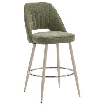 SOPHIE | Hotel Barhocker | Grün | Stoff/Textil | Gestell Weiß