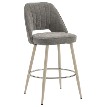 SOPHIE | Hotel Barhocker | Grau | Stoff/Textil | Gestell Weiß