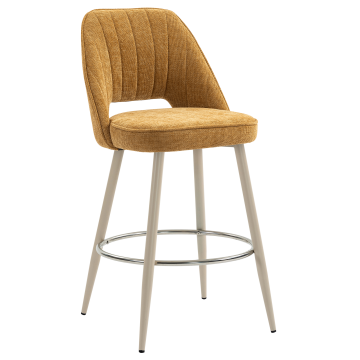 SOPHIE | Hotel Barhocker | Honig Braun | Stoff/Textil | Gestell Weiß