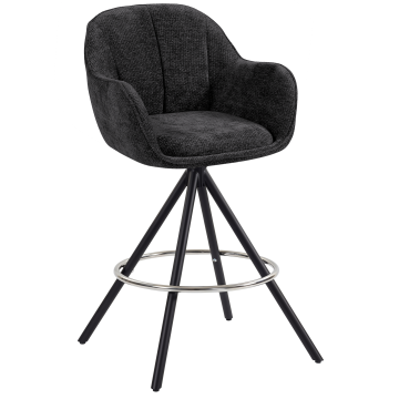 TEODORA | Hotel Barhocker | Schwarz | Stoff/Textil | Drehfuß