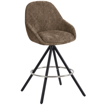 TIA | Hotel Barhocker | Dunkel Braun | Stoff/Textil | Drehfuß