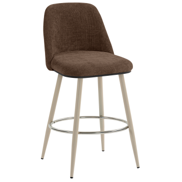 TINA | Hotel Barhocker | Textil/Stoff | Braun | Gestell: Weiß | Drehfunktion