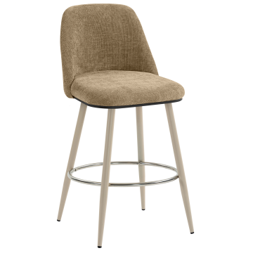 TINA | Hotel Barhocker | Textil/Stoff | Taupe | Gestell: Weiß | Drehfunktion