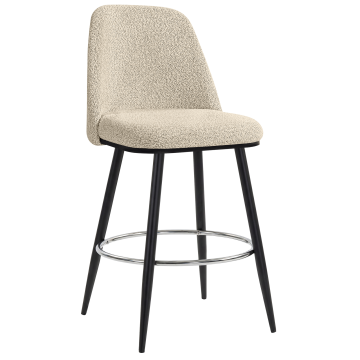 TINA | Hotel Barhocker | Teddystoff | Beige | Drehfunktion