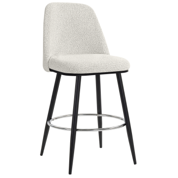 TINA | Hotel Barhocker | Teddystoff | Creme | Drehfunktion