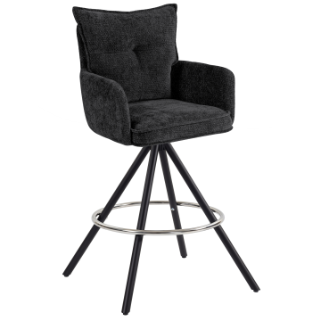 VERONIKA | Hotel Barhocker | Schwarz | Stoff/Textil | Drehfuß
