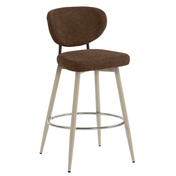 YARA | Hotel Barhocker | Braun | Stoff/Textil | Gestell Weiß