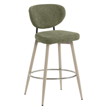 YARA | Hotel Barhocker | Grün | Stoff/Textil | Gestell Weiß