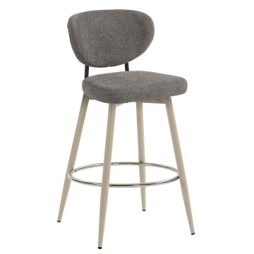 YARA | Hotel Barhocker | Grau | Stoff/Textil | Gestell Weiß