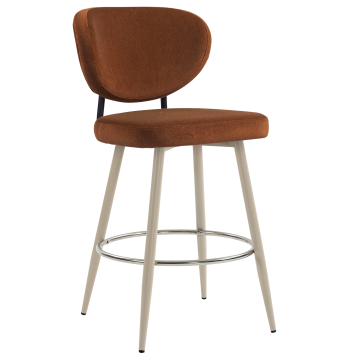 YARA | Hotel Barhocker | Rot Bronze | Samt | Gestell Weiß