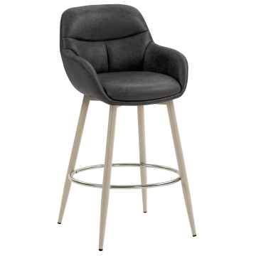LEANO | Tabouret de bar pour hôtel | Cuir | Noir