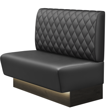 DENVER BIG | Gastrobank | B:H 100 x 103 cm | Schwarz | Raute | Leder | LED