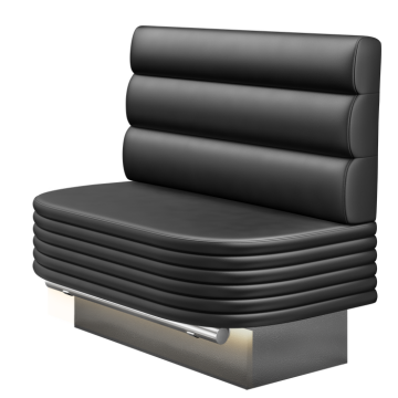 MATTHIAS | Gastro Hochbank | B:H 100 x 136 cm | Schwarz | Horizontal Gestreift Rund | Leder | LED