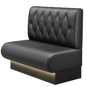 NINVA | Gastrobank | B:H 100 x 103 cm | Schwarz | Chesterfield Raute | Leder | LED