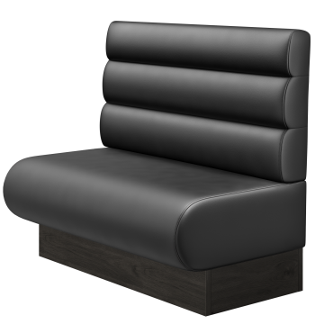 NINVA | Gastrobank | B:H 100 x 103 cm | Schwarz | Horizontal Gestreift Rund | Leder