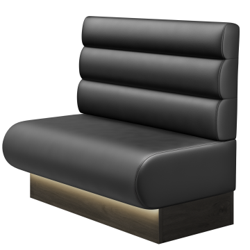 NINVA | Gastrobank | B:H 100 x 103 cm | Schwarz | Horizontal Gestreift Rund | Leder | LED