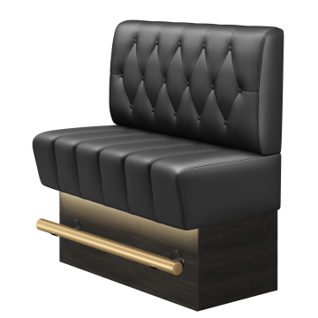 TANJA | Gastro Hochbank | B:H 100 x 136 cm | Schwarz | Chesterfield Raute | Leder | LED